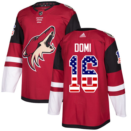 Adidas Coyotes #16 Max Domi Maroon Home Authentic USA Flag Stitched NHL Jersey Adidas Coyotes #16 Max Domi Maroon Home Authentic USA Flag Stitched NHL Jersey
