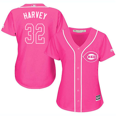 Reds #32 Matt Harvey Pink Fashion Women's Stitched Baseball Jersey Reds #32 Matt Harvey Pink Fashion Women's Stitched Baseball Jersey