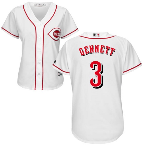 Reds #3 Scooter Gennett White Home Women's Stitched MLB Jersey Reds #3 Scooter Gennett White Home Women's Stitched MLB Jersey