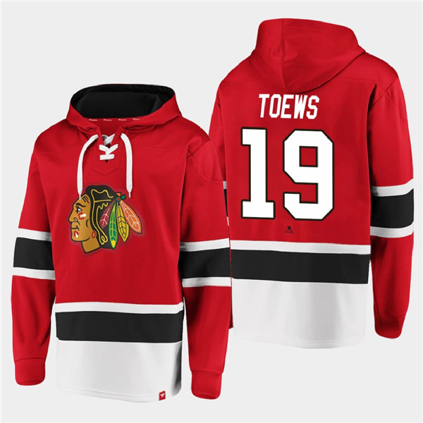 Men's Chicago Blackhawks #19 Jonathan Toews Red All Stitched Sweatshirt Hoodie Men's Chicago Blackhawks #19 Jonathan Toews Red All Stitched Sweatshirt Hoodie