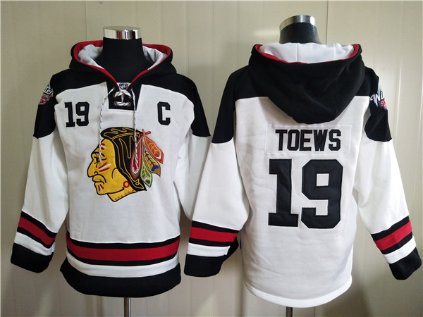 Men's Chicago Blackhawks #19 Jonathan Toews White Ageless Must-Have Lace-Up Pullover Men's Chicago Blackhawks #19 Jonathan Toews White Ageless Must-Have Lace-Up Pullover