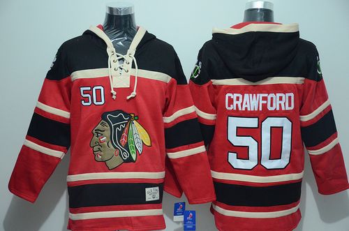 Blackhawks #50 Corey Crawford Red Sawyer Hooded Sweatshirt Stitched NHL Jersey Blackhawks #50 Corey Crawford Red Sawyer Hooded Sweatshirt Stitched NHL Jersey
