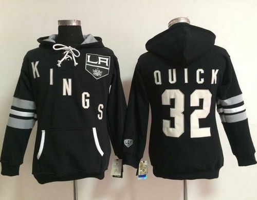 Los Angeles Kings #32 Jonathan Quick Black Women's Old Time Heidi Hoodie Los Angeles Kings #32 Jonathan Quick Black Women's Old Time Heidi Hoodie