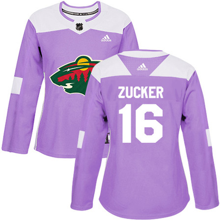 Adidas Wild #16 Jason Zucker Purple Authentic Fights Cancer Women's Stitched NHL Jersey Adidas Wild #16 Jason Zucker Purple Authentic Fights Cancer Women's Stitched NHL Jersey