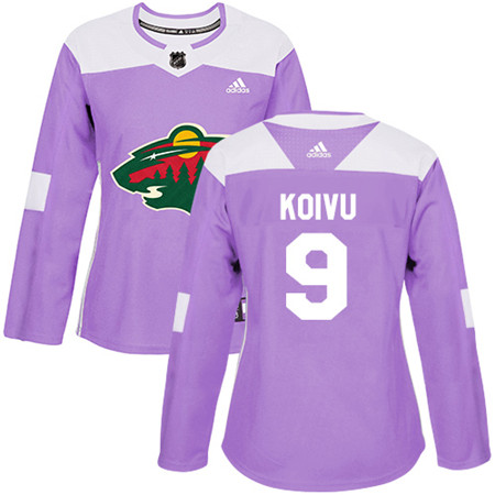 Adidas Wild #9 Mikko Koivu Purple Authentic Fights Cancer Women's Stitched NHL Jersey Adidas Wild #9 Mikko Koivu Purple Authentic Fights Cancer Women's Stitched NHL Jersey