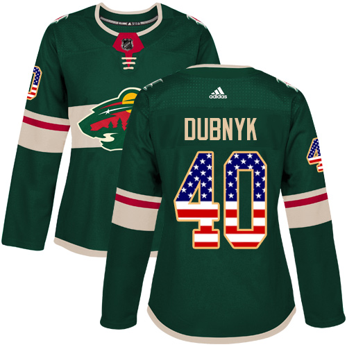 Adidas Wild #40 Devan Dubnyk Green Home Authentic USA Flag Women's Stitched NHL Jersey Adidas Wild #40 Devan Dubnyk Green Home Authentic USA Flag Women's Stitched NHL Jersey