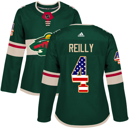 Adidas Wild #4 Mike Reilly Green Home Authentic USA Flag Women's Stitched NHL Jersey Adidas Wild #4 Mike Reilly Green Home Authentic USA Flag Women's Stitched NHL Jersey