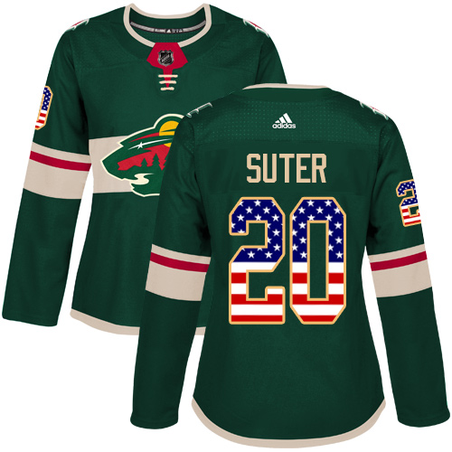 Adidas Wild #20 Ryan Suter Green Home Authentic USA Flag Women's Stitched NHL Jersey Adidas Wild #20 Ryan Suter Green Home Authentic USA Flag Women's Stitched NHL Jersey