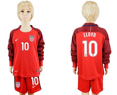 USA #10 Diskerud Home Long Sleeves Kid Soccer Country Jersey