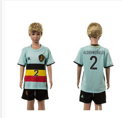 Belgium #2 Alderweireld Away Kid Soccer Country Jersey