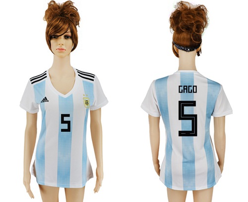 Women's Argentina #5 Gago Home Soccer Country Jersey