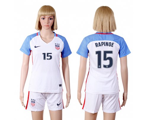 Women's USA #15 Rapinoe Home(Three Star) Soccer Country Jersey