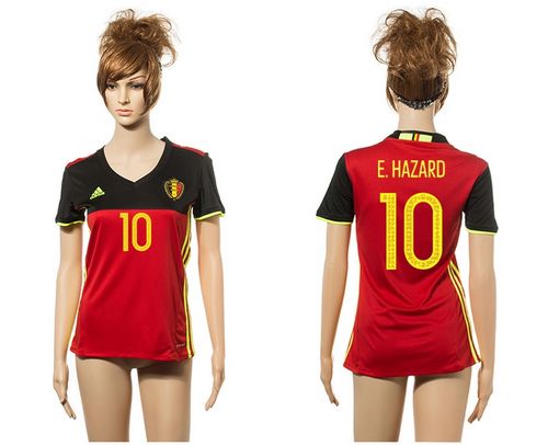Women's Belgium #10 Hazard Red Home Soccer Country Jersey