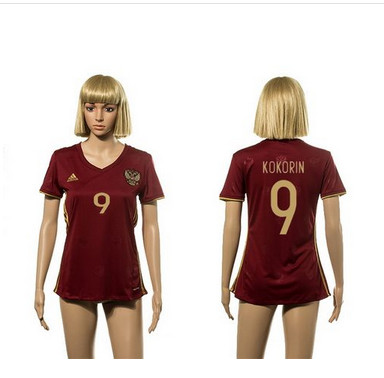 Women's Russia #9 Kokorin Red Home Soccer Country Jersey