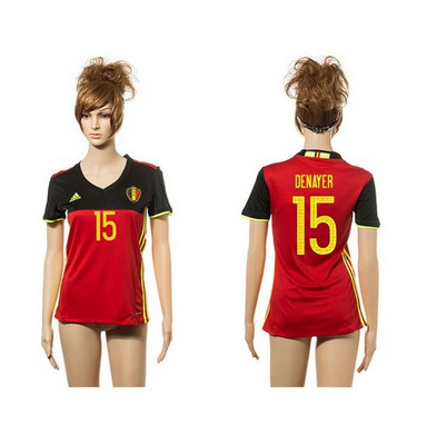 Women's Belgium #15 Denayer Red Home Soccer Country Jersey
