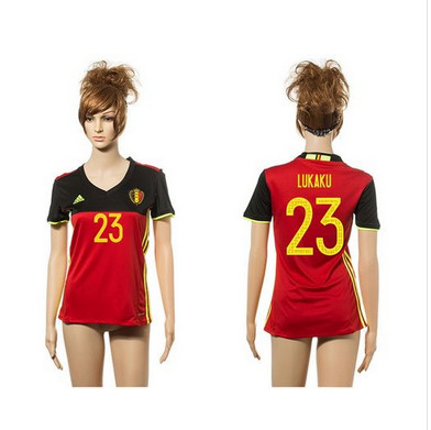 Women's Belgium #23 Lukaku Red Home Soccer Country Jersey