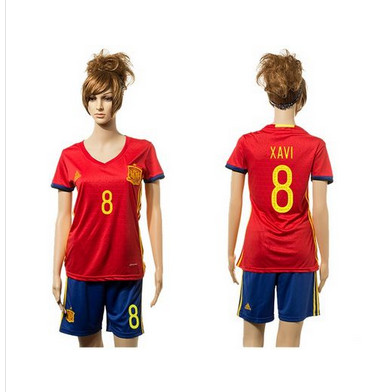 Women's Spain #8 Xavi Red Home Soccer Country Jersey