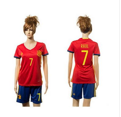 Women's Spain #7 Paul Red Home Soccer Country Jersey