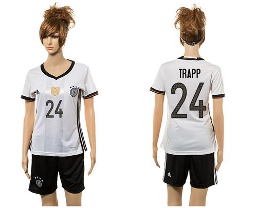 Women's Germany #24 Trapp White Home Soccer Country Jersey