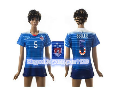 Women's USA #5 Besler Three Star Independence Day Away Soccer Country Jersey