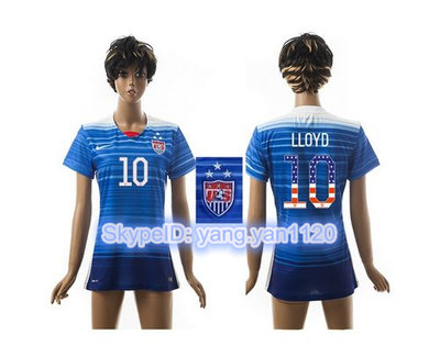 Women's USA #10 LLOYD Three Star Independence Day Away Soccer Country Jersey