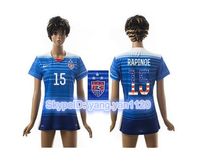 Women's USA #15 Rapinoe Three Star Independence Day Away Soccer Country Jersey
