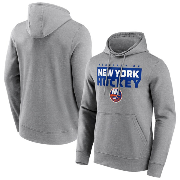 Men's New York Islanders Grey Gain Ground Hoodie Men's New York Islanders Grey Gain Ground Hoodie