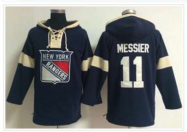 New York Rangers #11 Mark Messier Navy Blue Pullover NHL Hoodie
