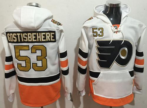 Flyers #53 Shayne Gostisbehere White 3rd Name & Number Pullover NHL Hoodie Flyers #53 Shayne Gostisbehere White 3rd Name & Number Pullover NHL Hoodie