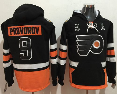 Flyers #9 Ivan Provorov Black Name & Number Pullover NHL Hoodie Flyers #9 Ivan Provorov Black Name & Number Pullover NHL Hoodie