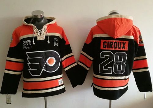 Flyers #28 Claude Giroux Black Sawyer Hooded Sweatshirt Stitched NHL Jersey Flyers #28 Claude Giroux Black Sawyer Hooded Sweatshirt Stitched NHL Jersey