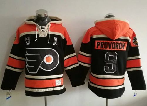 Flyers #9 Ivan Provorov Black Sawyer Hooded Sweatshirt Stitched NHL Jersey Flyers #9 Ivan Provorov Black Sawyer Hooded Sweatshirt Stitched NHL Jersey