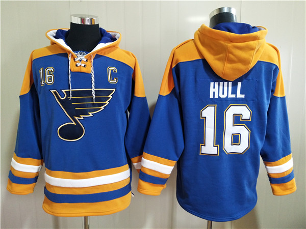 Men's St. Louis Blues #16 Brett Hull Blue Ageless Must-Have Lace-Up Pullover Hoodie Men's St. Louis Blues #16 Brett Hull Blue Ageless Must-Have Lace-Up Pullover Hoodie