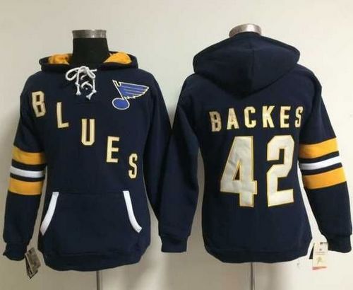 St. Louis Blues #42 David Backes Navy Blue Women's Old Time Heidi NHL Hoodie St. Louis Blues #42 David Backes Navy Blue Women's Old Time Heidi NHL Hoodie