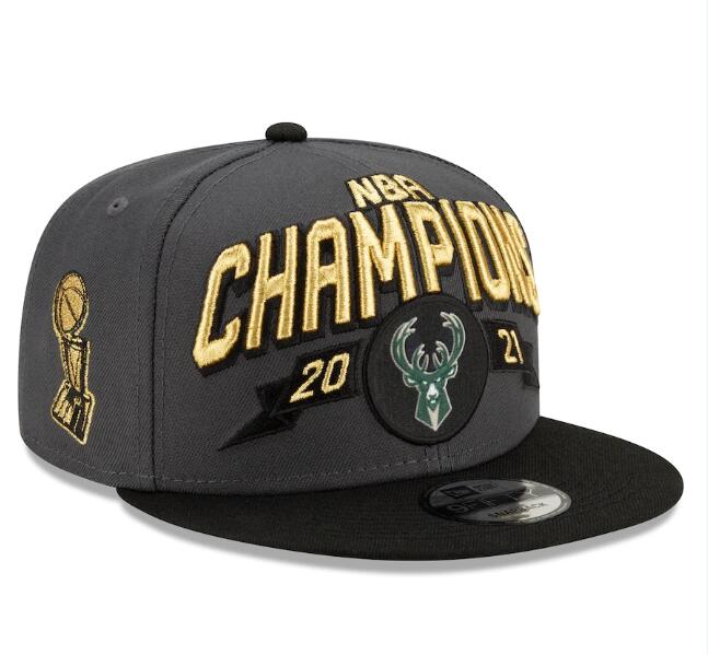Bucks Team Logo Gray Black New Era 2021 NBA Finals Champions Adjustable Hat SG Bucks Team Logo Gray Black New Era 2021 NBA Finals Champions Adjustable Hat SG