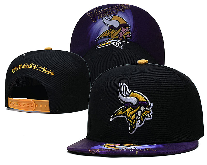 Vikings Team Logo Black Mitchell & Ness Adjustable Hat LH Vikings Team Logo Black Mitchell & Ness Adjustable Hat LH