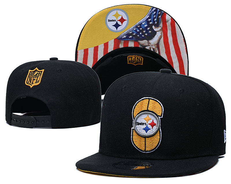 Steelers Team Logo Black USA Flag Adjustable Hat GS Steelers Team Logo Black USA Flag Adjustable Hat GS