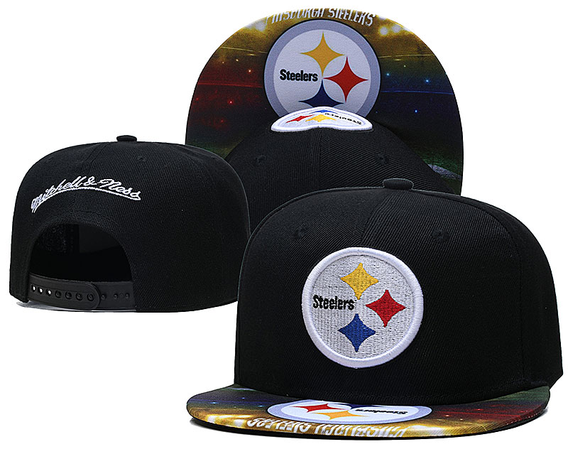 Steelers Team Logo Black Mitchell & Ness Adjustable Hat LH Steelers Team Logo Black Mitchell & Ness Adjustable Hat LH