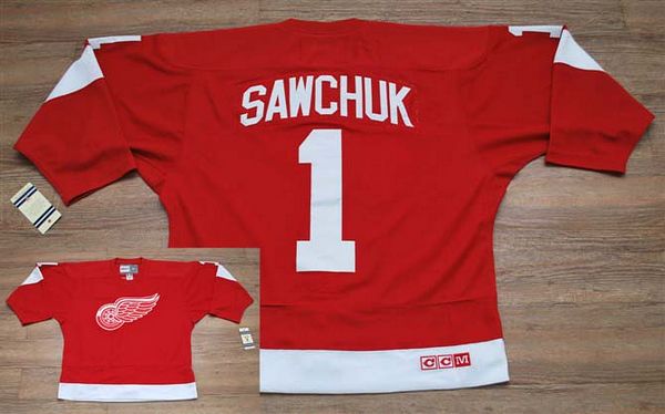 Youth Red Wings #1 Terry Sawchuk Stitched Red CCM Throwback NHL Jersey Youth Red Wings #1 Terry Sawchuk Stitched Red CCM Throwback NHL Jersey