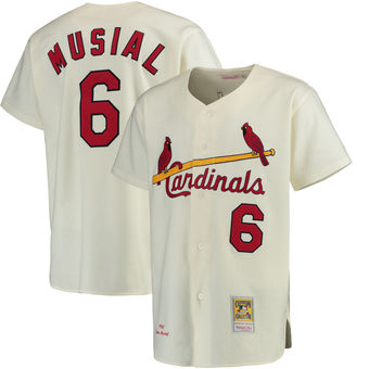 Men's St. Louis Cardinals Stan Musial Mitchell & Ness Cream Authentic Jersey Men's St. Louis Cardinals Stan Musial Mitchell & Ness Cream Authentic Jersey