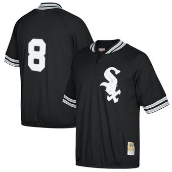 Men's Chicago White Sox Bo Jackson Mitchell & Ness Black Cooperstown Collection Mesh Batting Practice Quarter-Zip Jersey Men's Chicago White Sox Bo Jackson Mitchell & Ness Black Cooperstown Collection Mesh Batting Practice Quarter-Zip Jersey