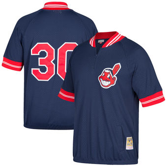 Men's Cleveland Indians Joe Carter Mitchell & Ness Navy Cooperstown Collection Mesh Batting Practice Quarter-Zip Jersey Men's Cleveland Indians Joe Carter Mitchell & Ness Navy Cooperstown Collection Mesh Batting Practice Quarter-Zip Jersey