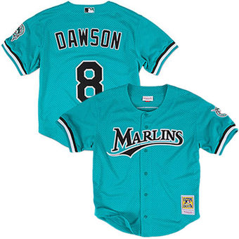 Men's Florida Marlins Andre Dawson Mitchell & Ness Teal Fashion Cooperstown Collection Mesh Batting Practice Jersey Men's Florida Marlins Andre Dawson Mitchell & Ness Teal Fashion Cooperstown Collection Mesh Batting Practice Jersey