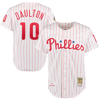 Men's 1993 Philadelphia Phillies Darren Daulton Mitchell & Ness White Red Authentic Throwback Jersey Men's 1993 Philadelphia Phillies Darren Daulton Mitchell & Ness White Red Authentic Throwback Jersey