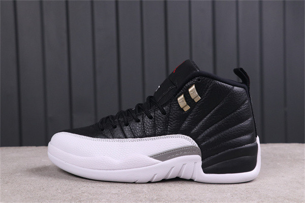 Men's Running Weapon Air Jordan 12 Black White Shoes 028