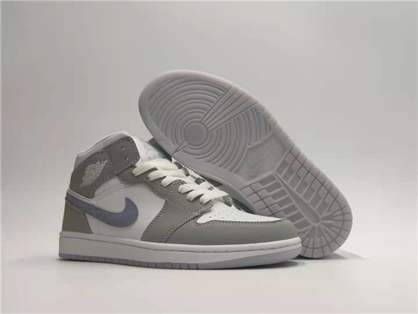 Men's Running Weapon Air Jordan 1 Grey White Shoes 0232