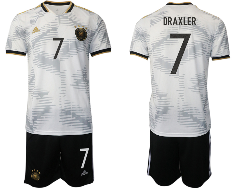 Men's Germany #7 Draxler White Home Soccer Jersey Suit Men's Germany #7 Draxler White Home Soccer Jersey Suit