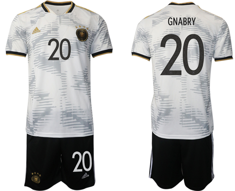 Men's Germany #20 Gnabry White Home Soccer Jersey Suit Men's Germany #20 Gnabry White Home Soccer Jersey Suit