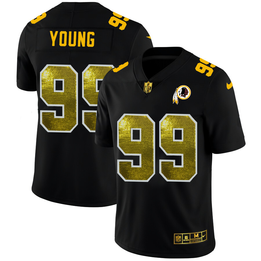 Washington Redskins #99 Chase Young Men's Black Nike Golden Sequin Vapor Limited NFL Jersey Washington Redskins #99 Chase Young Men's Black Nike Golden Sequin Vapor Limited NFL Jersey