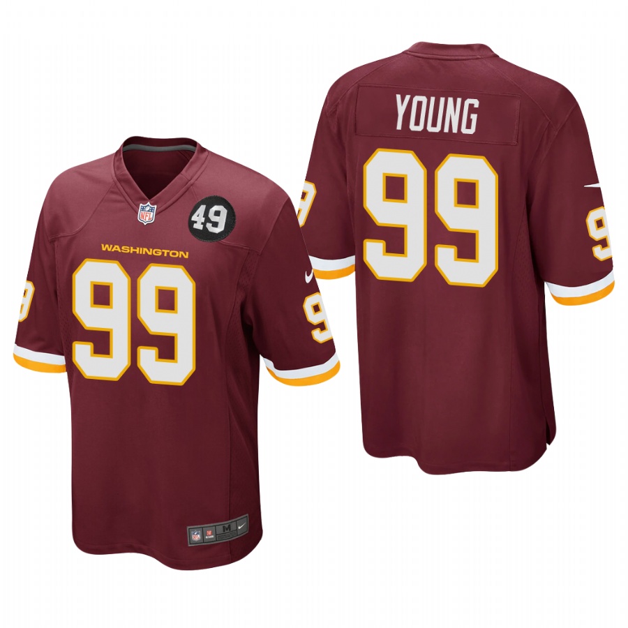 Washington Redskins #99 Chase Young Men's Nike Burgundy Bobby Mitchell Uniform Patch NFL Game Jersey Washington Redskins #99 Chase Young Men's Nike Burgundy Bobby Mitchell Uniform Patch NFL Game Jersey